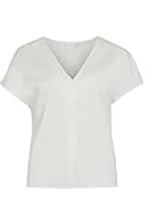 VILA Dames Viellette V-hals S/S Satin Top-Noos blouse met korte mouwen, , 44