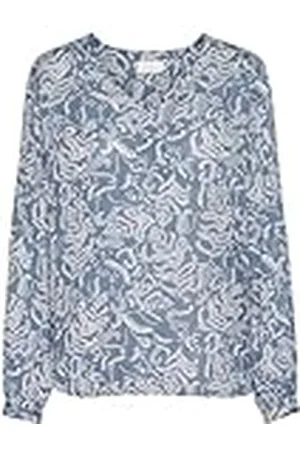 Kaffe Dames T-shirt, lange mouwen, bedrukt, met V-hals, , maat 46