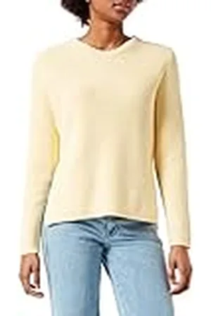 Gerry Weber Dames geribbelde trui GOTS lange mouwen pullover lange mouwen ronde hals pullover effen kleuren, , 48
