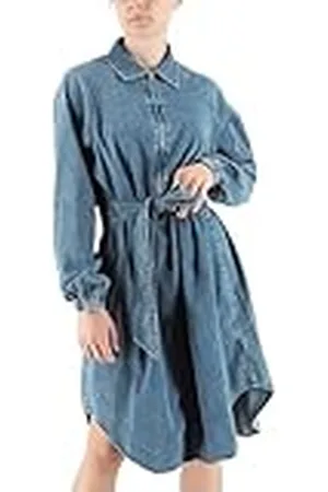 Replay Dames knielange denim jurk lange mouwen jeans, , L