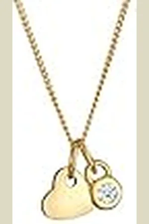 DIAMORE Halsketting dames hart solitair met diamant (0,03 ct) in 585 geelgoud, 450, facetgeslepen, Diamant
