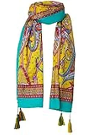 Joe Browns Dames contrasterende gespiegelde paisley zomer bloemen kwastje sjaal, geel, , Eén maat