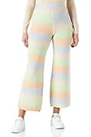 Pieces® Pcnahla Hw Wide ANK Knit Pants Bc broek voor dames, Cantaloupe/patroon: Granada Sky, XL