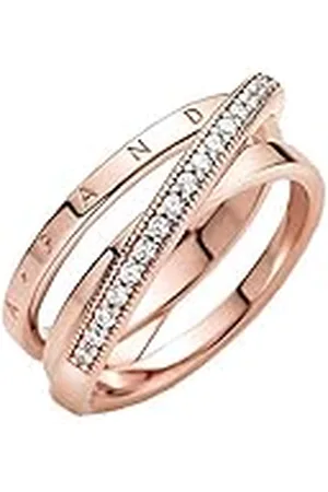PANDORA Signature Crossover Pavé Triple Band 14-karaats rosévergulde ring met heldere zirkoniasteentjes, 48