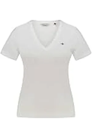 GANT Reg Shield Ss T-shirt met V-hals voor dames, , XL