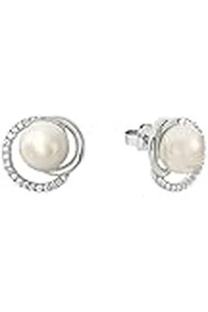 JOOP! JOOP oorstekers 925 sterling zilveren dames oorsieraden, met zirkonia synth., met zoetwater gekweekte parel, 1,2 cm, zilver, Wordt geleverd in sieraden geschenkverpakking, 2023379