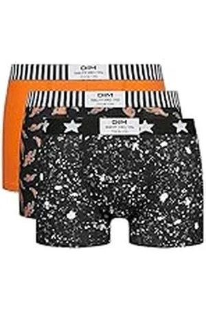 Dim Boxershorts voor heren, katoen, stretch, 3 stuks, Zwart marmer/ vlam/oranje vlam, L