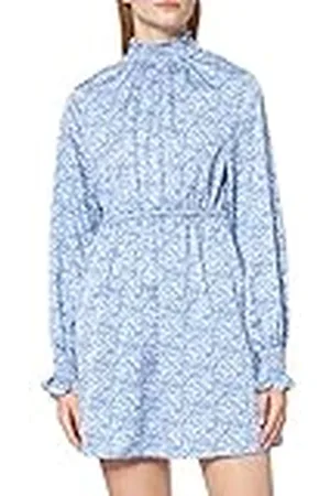 NA-KD Mini-jurk met gevoerde schouder, casual, Blauw, 72