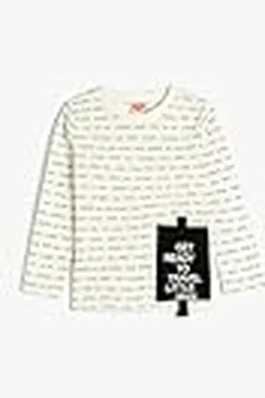 Koton Babyboy T-shirt met lange mouwen, ronde hals, bedrukte zakdetails, katoen, , 2-3 Jaar