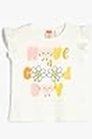 Koton Baybgirls T-shirt ronde hals ruffle mouwloos madeloos bedrukte katoenen tanktop, , 18-24 Maanden