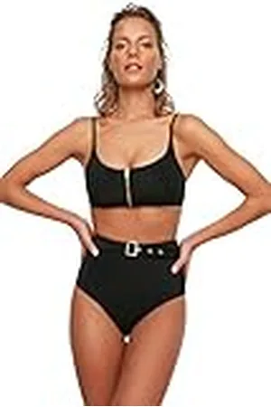 Trendyol Dames Hoge Taille Gebogen Zes Bikini Bottoms, , 36