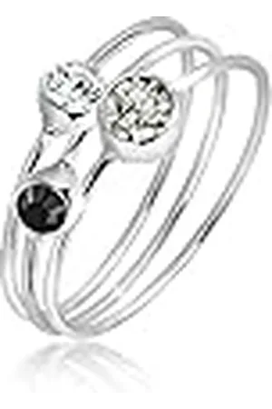 Elli Damesring Set Stacking met kristallen, 44 EU, , Kristal