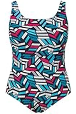 Ulla Popken Dames, grote maten, badpak Alice, Softliner, DG, confetti, , 62-64