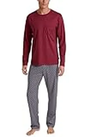 Calida Relax Imprint Pyjama, lange heren, van 100% katoen, onderhoudsvriendelijk, elastisch en vormvast, in single jersey, , 56