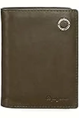 Pepe Jeans Badge verticale portemonnee met groene portemonnee, 8,5 x 11,5 x 1 cm, leer, , verticale portemonnee met portemonnee