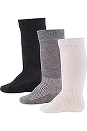 Ewers Basic-kniekousen, meerkleurige effen sokken voor meisjes en jongens, katoen, Made in Europe, meisjessokken, jongenssokken, kindersokken, maat 15-26, zwart/grijs/wit, Meerkleurig, 17/18 EU