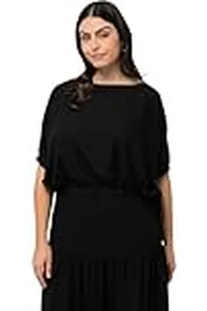Ulla Popken Dames grote maten, korte blouse met linnen, , 50/52 NL