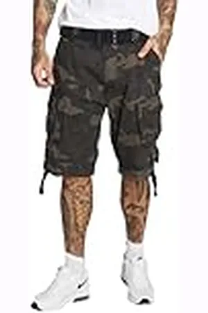 Brandit Shorts Savage Korte broek met riem Cargo Vintage Short Army Bermuda, camouflage (dark camo), S