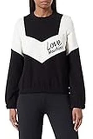 Moschino Dames Regular Fit Lange Mouwen Ronde Hals met Contrast Color Inserts Sleeves en Italiaans Logo Sweatshirt, , 44
