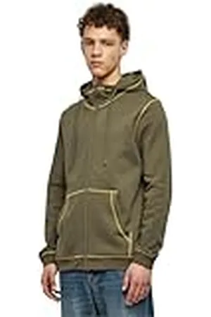 Urban classics Heren capuchontrui Organic Contrast Flatlock Stitched Zip Hoody, Hoodie van biologisch katoen, met ritssluiting en contarstnaden, , M