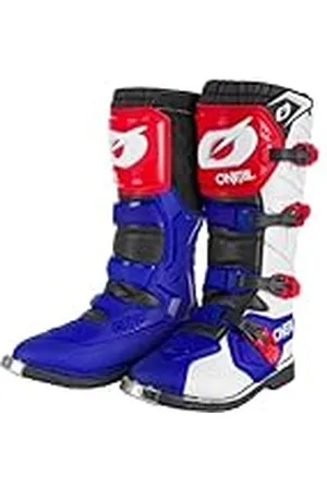 Oneal | Motocross Laarzen | Enduro Motorfiets | Comfort door Air-Mesh-Insole, vier gespen, hoge kwaliteit synthetisch materiaal | Laarzen Rider Pro | Volwassen | Wit Rood Blauw | Maat 44