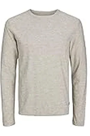 JACK & JONES JJESUMMER Linen Knit Crew Neck SN pullover, crockery/detail: twist, XXL