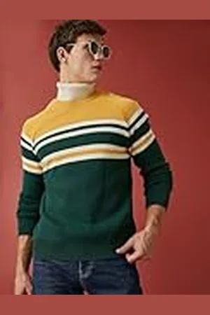 Koton Meerkleurige sweater met ronde hals voor heren, , M