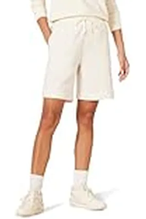 Amazon Fleece bermuda voor dames met hoge taille (verkrijgbaar in grote maten), eierschaalwit, X-Large