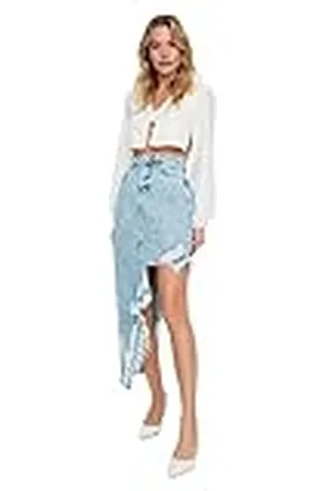 Trendyol Dames Midi Asymmetrische Denim Rok, , 40
