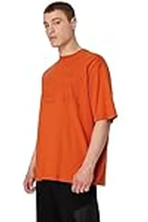 Armani Exchange Oversized Heavy Cotton Jersey Embossed Logo Jumper Polo Sweater voor heren, Orange, XS