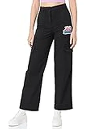 Moschino Stretch canvas met graffiti-patch casual broek voor dames, , 38