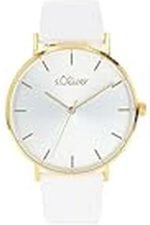 QS by s.Oliver Armbanduhr Damen Quarzuhr Analog, mit Leder Armband, Gelb, 3 bar Wasserdicht, Kommt in Uhren Geschenk Box, 2033487
