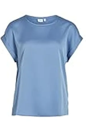 VILA Dames Viellette S/S Satin Top-Noos Korte Mouwenblouse, , 34