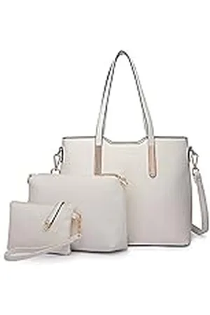 MISS LULÙ Handtas voor dames, shopper, schoudertas, groot, hengseltas, draagtas, aktetas, tas voor kantoor, school, winkelen, reizen, elegant PU-leer, 3-delige set