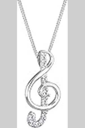 Elli Damesketting met hanger notensleutel 925 sterling zilver zirkonia zwart briljant geslepen, 45 cm, Facetgeslepen, Zirkonia