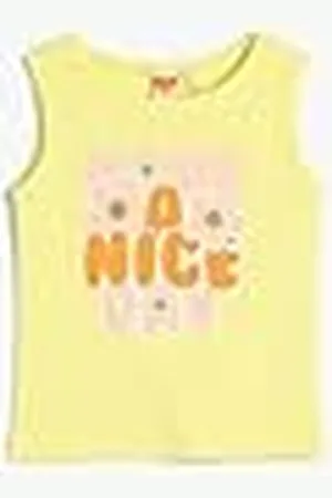 Koton Baybgirls Mouwloze Ronde Hals Geribbeld Bedrukt Katoenen Tanktop, , 12-18 Maanden