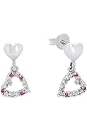 Amor Ohrhänger 925 Sterling Silber Mädchen Kinder Ohrschmuck, mit Zirkonia synth., 1,4 cm, Silber, Herz, Kommt in Schmuck Geschenk Box, 2021291