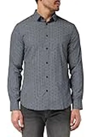 Armani Exchange Heren regular fit, bedrukt Micro Exagon, shirt met lange mouwen, , M