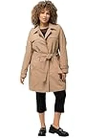 Ulla Popken Dames, A-lijn, hemdkraag, knoopriem, trenchcoat, , 62-64
