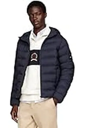 Tommy Hilfiger Heren MID GEWICHT HOODED JAS MW0MW37257, Puffer Jacket, Blauw, XXL, , XXL