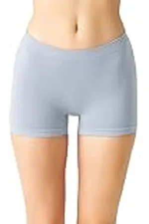 LOS OJOS Blauwe naadloze boxershorts, geribbeld, boyshort, , XS