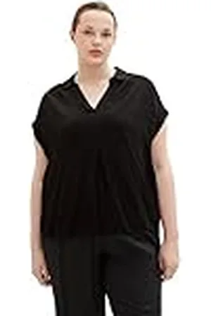 TOM TAILOR Dames 1037305 Plussize blouse, 14482-Deep Black, 46