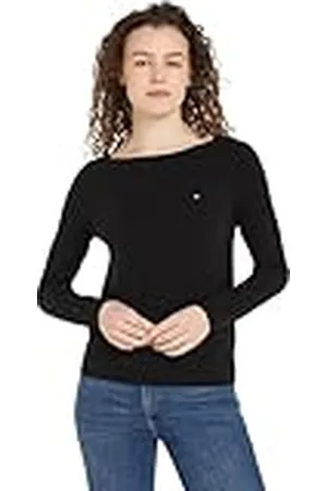 Tommy Hilfiger Dames CO Jersey Stitch Boat-NK Sweater WW0WW40099 Trui, Zwart, XXS, , XXS