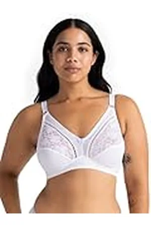 Dorina Madeline D1209A, ongevoerde kanten bralette zonder beugel, licht dunne beha voor dames, grote maten, wit, , 95B