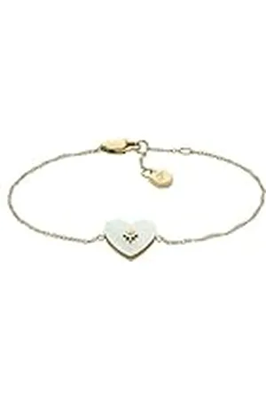 Fossil Dames Radiant Love Goudkleurige Moeder-van-Parel Roestvrijstalen Hartstationarmband, JF04733710