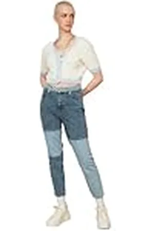 Trendyol Kleur geblokkeerde hoge taille Mom Jeans dames, , 30 NL