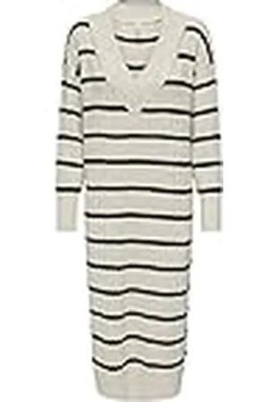 ONLY Bestseller A/S Dames Onlnew Tessa L/S MIDI V Dress KNT NOOS jurk, Pumice Stone/Stripes: zwart, XS, , XS