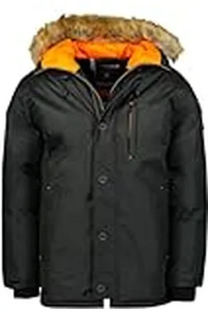 Geographical Norway Darwin Men Parka voor heren, lang, warm, herfst, winter, waterdicht, waterafstotend, bontjas, outdoor, winddichte jas, heren ( S), , S