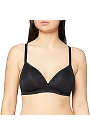 Nur Die Dromenzachte, beugelloze beha, bijzonder zachte modal-vezels, gevoerde cups voor een natuurlijk push-up-effect, delicate kant voor dames, zwart, 80B