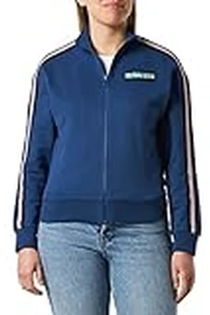 Moschino Love Zippered, aangepast met gestreepte tape lange mouwen en logo patch op de linker borst. Jas Vrouwen, , 40